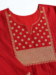 Zari & Sequin Embroidered Straight Kurta & Trouser With Dupatta