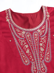 Women Ethnic Motifs Embroidered Straight Kurta Trouser & Dupatta