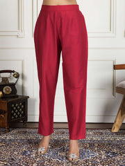 Women Ethnic Motifs Embroidered Straight Kurta Trouser & Dupatta