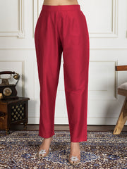 Women Ethnic Motifs Embroidered Straight Kurta Trouser & Dupatta