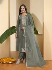 Women Ethnic Motifs Embroidered Regular Thread Work Kurta with Trousers & With Dupatta
