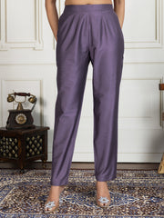 Floral Embroidered Round Neck Sequinned Kurta With Trouser & Dupatta