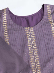 Floral Embroidered Round Neck Sequinned Kurta With Trouser & Dupatta