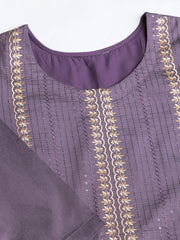 Floral Embroidered Round Neck Sequinned Kurta With Trouser & Dupatta