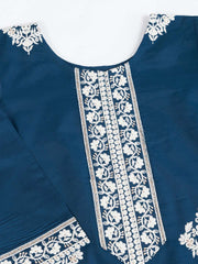 Floral Embroidered Chanderi Cotton Kurta With Trousers And Dupatta