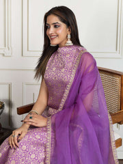 Ethnic Motifs Zari Woven Design Straight Kurta & Trousers With Dupatta