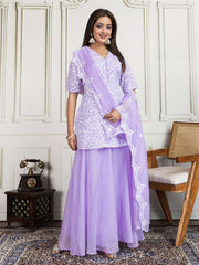 Women Floral Thread and Sequinned Embroidered Kurta Set with Dupatta