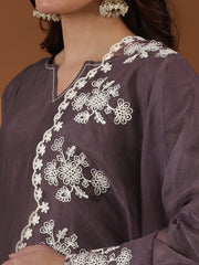 Embroidered Kurta With Trouser & Dupatta