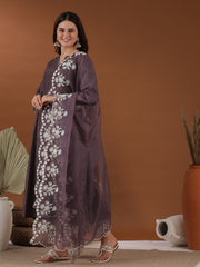 Embroidered Kurta With Trouser & Dupatta