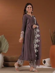 Embroidered Kurta With Trouser & Dupatta