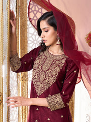 Embroidered Kurta With Trouser & Dupatta