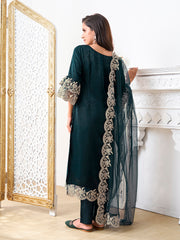 Embroidered Kurta With Trouser & Dupatta