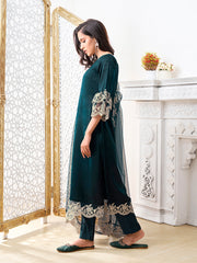 Embroidered Kurta With Trouser & Dupatta