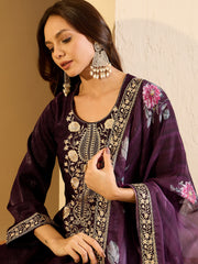 Embroidered Kurta With Trouser & Dupatta