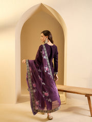 Embroidered Kurta With Trouser & Dupatta