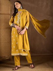 Embroidered Kurta With Trouser & Dupatta