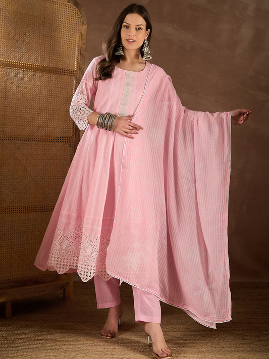 Embroidered Kurta With Trouser & Dupatta