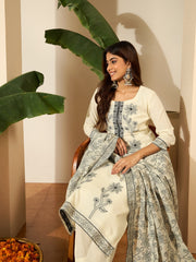 Embroidered Kurta With Trouser & Dupatta