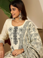 Embroidered Kurta With Trouser & Dupatta