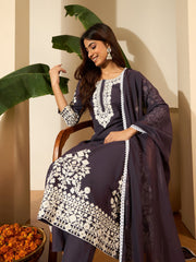Embroidered Kurta With Trouser & Dupatta
