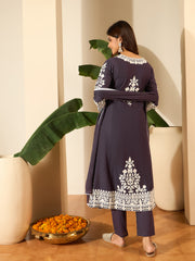 Embroidered Kurta With Trouser & Dupatta