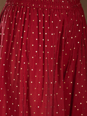 Ethnic Motifs Embroidered Round Neck Kurta & Palazzos With Dupatta
