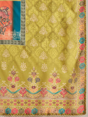 Floral Printed V-Neck Kurta & Trousers With Dupatta