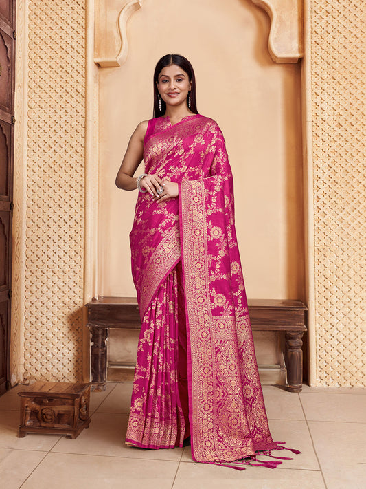 Magenta Woven Design Saree