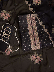 Ethnic Motifs Embroidered Zari Unstitched Dress Material