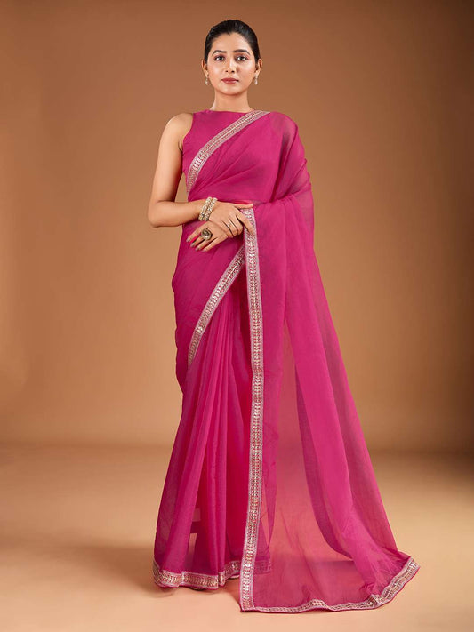 Embroidered Saree with Blouse Piece
