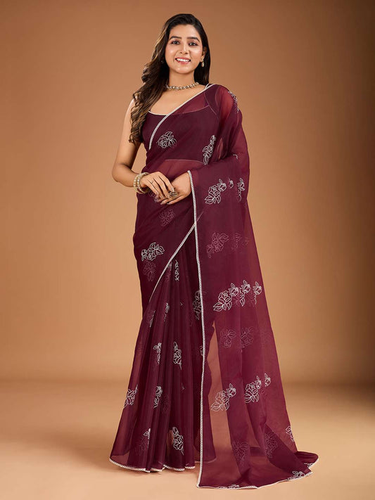 Embroidered Saree with Blouse Piece