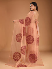 Ethnic Motifs Thread Embroidered Saree with Blouse