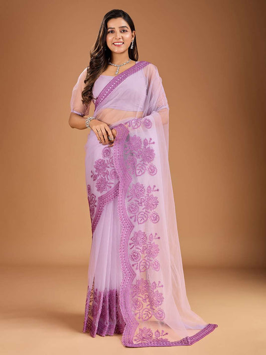 Embroidered Saree With Blouse Piece