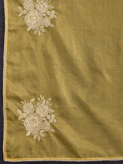 Floral Zari & Sequinned Emdroidered Saree With Blouse Piece