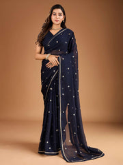 Sequinned Embroidered Saree with Blouse Piece