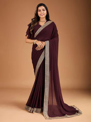 Sequinned Embroidered Saree with Blouse Piece