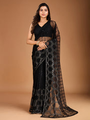 Sequinned Embroidered Saree With Blouse Piece