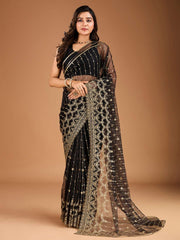 Sequinned Embroidered Saree with Blouse Piece