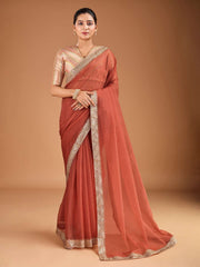Embroidered Border Saree with Blouse