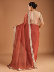 Embroidered Border Saree with Blouse