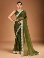 Embroidered Saree with Blouse Piece