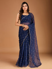 Sequinned Embroidered Saree with Blouse Piece
