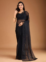 Sequinned Embroidered Saree with Blouse Piece