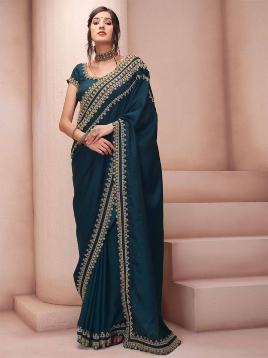Embroidered Silk Blend Saree