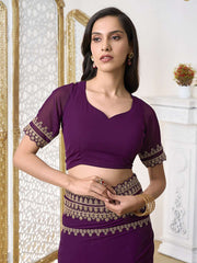 Ethnic Motif Zari & Sequinned Embroidered Saree With Blouse Piece
