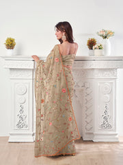 Floral Embroidered Organza Saree