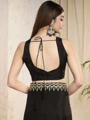 Sequinned Embroidered Border Saree With Blouse Piece