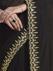 Sequinned Embroidered Border Saree With Blouse Piece