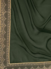 Sequinned Embroidered Border Saree With Blouse Piece