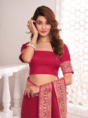 Sequinned Embroidered Border Saree With Blouse Piece